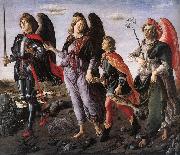 BOTTICINI, Francesco The Three Archangels with Tobias f oil painting